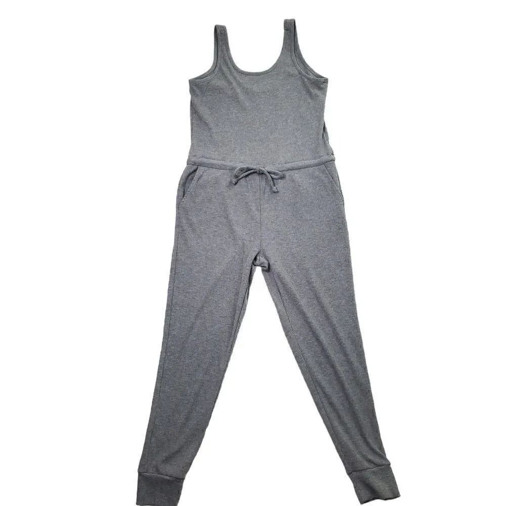 Chaser Cozy Rib Low Back Tank Jumpsuit Grey Size Small